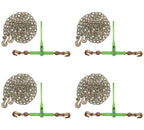 Mytee Products 4 Pack 5/16"- 3/8" Heavy Duty Hi-Viz Green Ratchet Chain Binder w/ 5/16" Grab Hook & 1/2" Slip Hook, 5,400 Lbs WLL & 4 Pack 5/16 Inch x 16 FT Grade 70 Binder Chain w/Clevis Grab Hooks