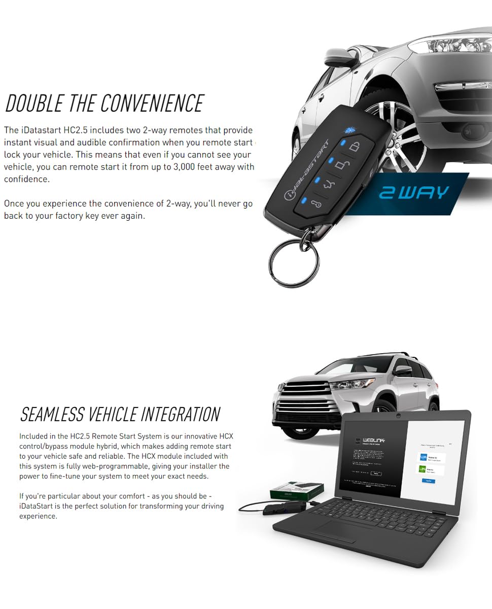 iDataStart Remote Starter KIT for Select Nissan/Infiniti/Suzuki Vehicles 2004+ and Select Chevrolet 2015+ w/3000ft Range (2-Way, 5-Button, 2-Remotes)