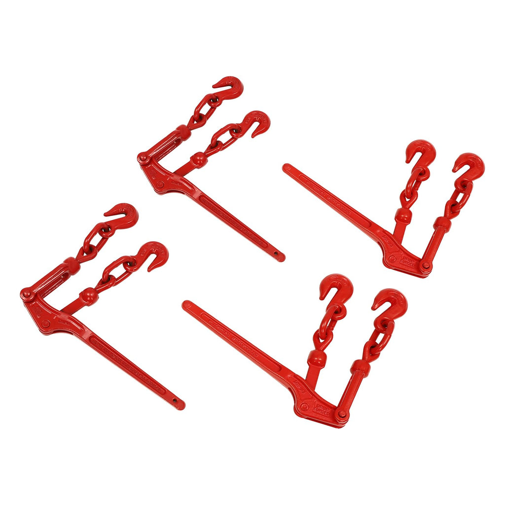 4 Pack Lever Load Binder 5/16-3/8in, 5400Lbs Working Load Limit G70 Transport Chain Load Binders for Industrial Transportation (with 5/16 x 20FT Chains)