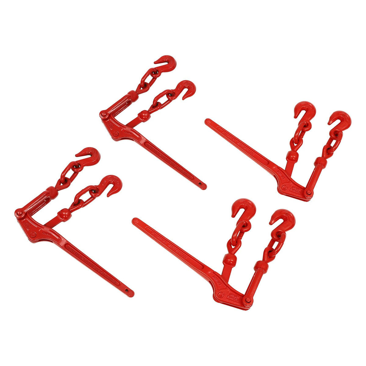 4 Pack Lever Load Binder 5/16-3/8in, 5400Lbs Working Load Limit G70 Transport Chain Load Binders for Industrial Transportation (with 5/16 x 20FT Chains)