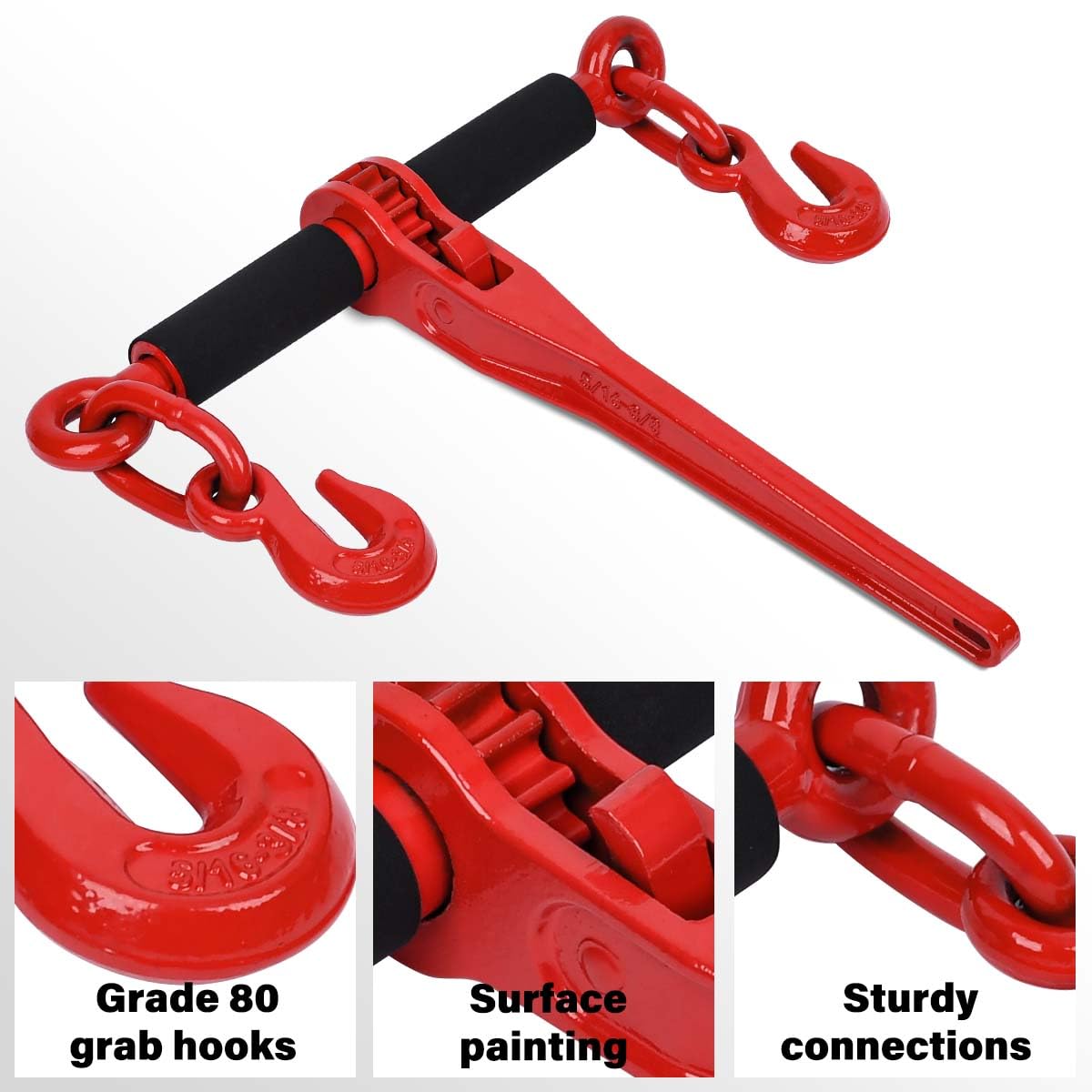 G80 5/16"(4PC*Chain and Binder Kit+10PC Hooks)