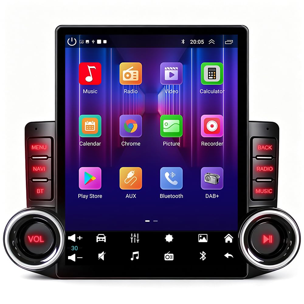 9.7" Android 15 Universal Car Stereo, 4+64G Quad Core Touch Screen Radio