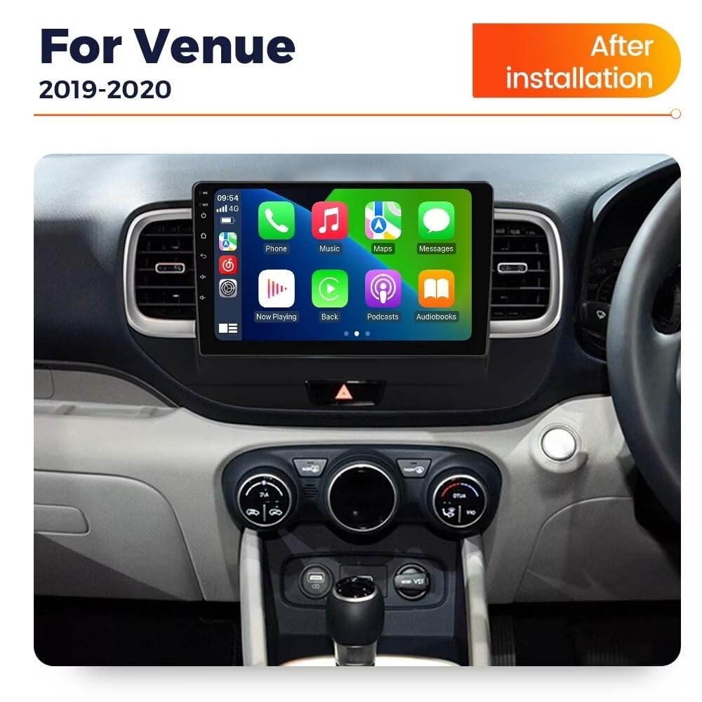 2+64GB Car Radio for Hyundai Venue 2019-2020 Replacement Dash Kit Car GPS Navigation,9" IPS Touch Screen Head Unit with Car-Play & Android Auto/Rear View