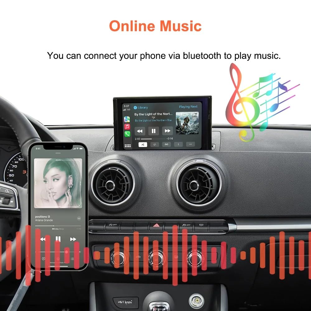 Wireless Carplay Android Auto for Audi A3 A4 A5 S3 B9 Q2L Q5L Q7 2014-2018 with MIB System Carplay Retrofit Decoder Box Kit Support Mirrorlink, Camera
