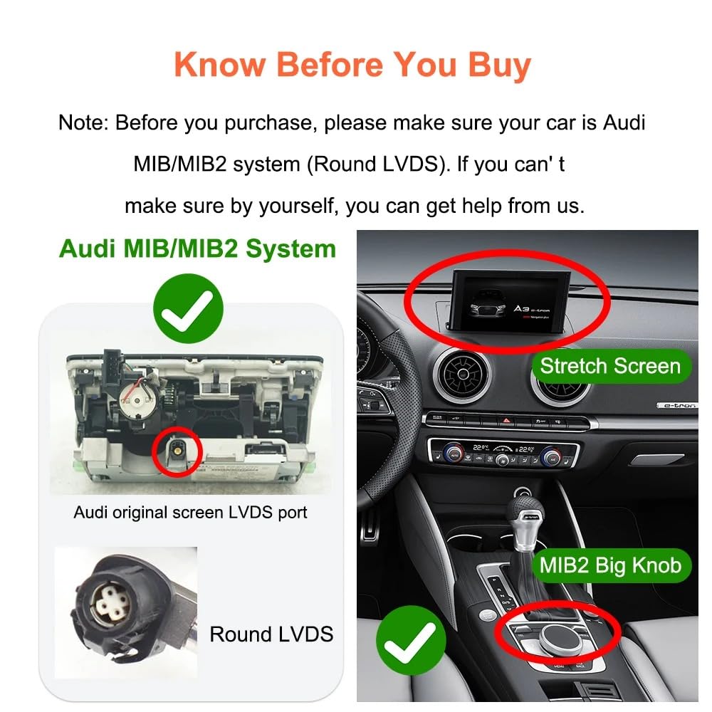 Wireless Carplay Android Auto for Audi A3 A4 A5 S3 B9 Q2L Q5L Q7 2014-2018 with MIB System Carplay Retrofit Decoder Box Kit Support Mirrorlink, Camera