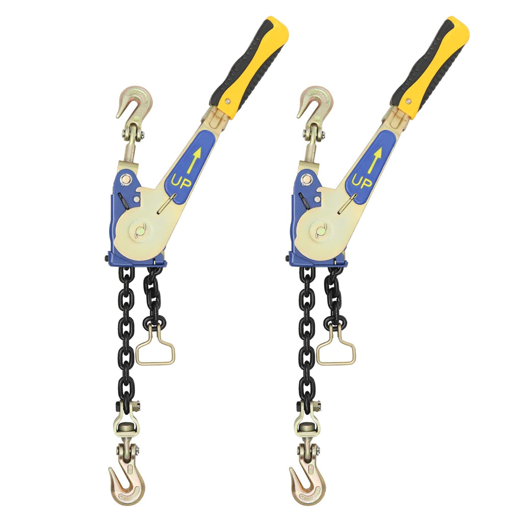 Lever Load Binder with Grab Hooks, Chain Binders Ratcheting 3/8-1/2, 6600lb (2Pcs-3/8"-1/2")