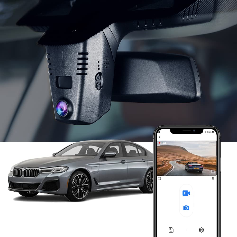 Fitcamx 2K Front and Rear Dash Cam Suitable for BMW 5 7 Series 2018-2023 530i 540i M550i 740i 750i M760i G30/G11, OEM Look, Dual 1440P+1080P HD Video, Loop Recording, WiFi & APP, G-Sensor, 64GB Card