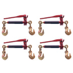 BoxerTool 4 Pack 3/8" - 1/2" Heavy Duty Folding Handle Ratchet Load Binder w/Grab Hook 12,000 lbs WLL - Transport Chain Binder