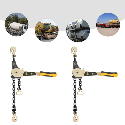3/8" - 1/2" Ratcheting Chain Binder Kit with Grab Hooks,Heavy Duty Alloy Steel Tie Down Ratchet Load Binder, 6600lbs Ratchet Chain Binder for Trucks & Flatbed Trailers (3/8-1/2",6600lbs,2Pack)