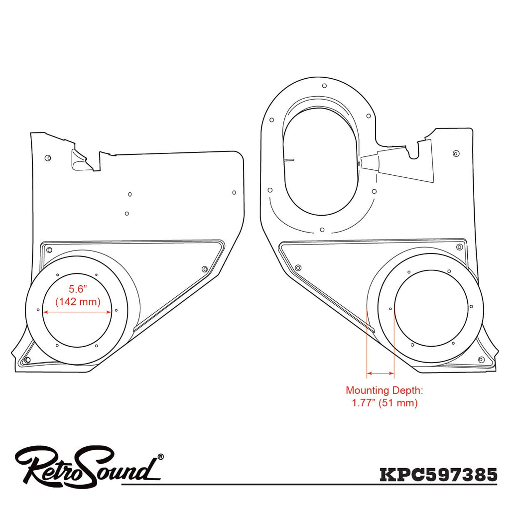 RetroSound Retro Manufacturing Kick Panels with Deluxe Speakers and Sound Dampening KPC597385-652-M