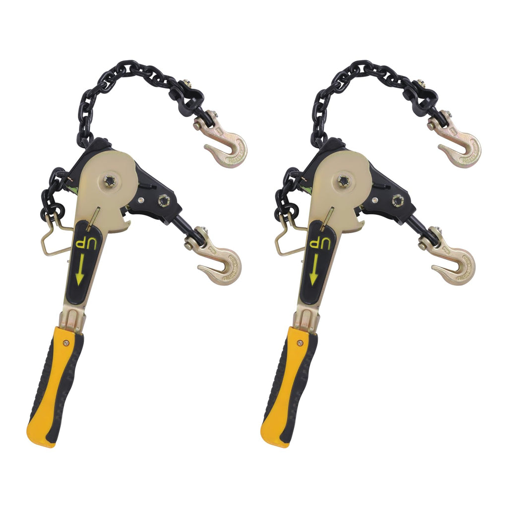 EZ Ratchet Chain Binder 3/8-1/2 '' 6600lbs G70 Grab Hook Heavy Duty Tie Down Hauling Chain Binders Easy Ratcheting Chain Load Binder for Flatbed Trailers Trucks Vehicles (2 Pack)