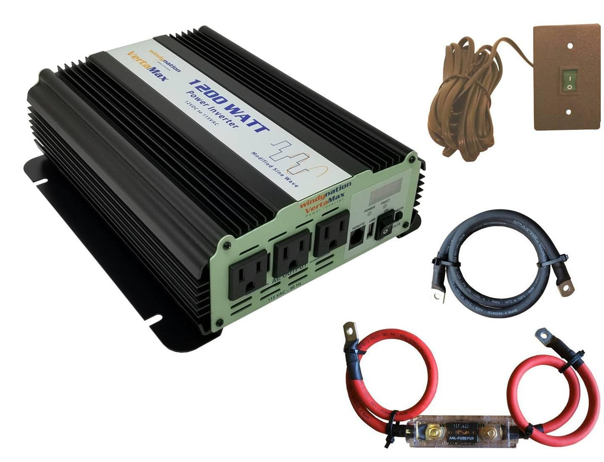 VertaMax Pure SINE Wave 3000 Watt (6000W Surge) 12V Power Inverter DC to 115 AC Car, Solar, Off-Grid, RV, Back Up Power