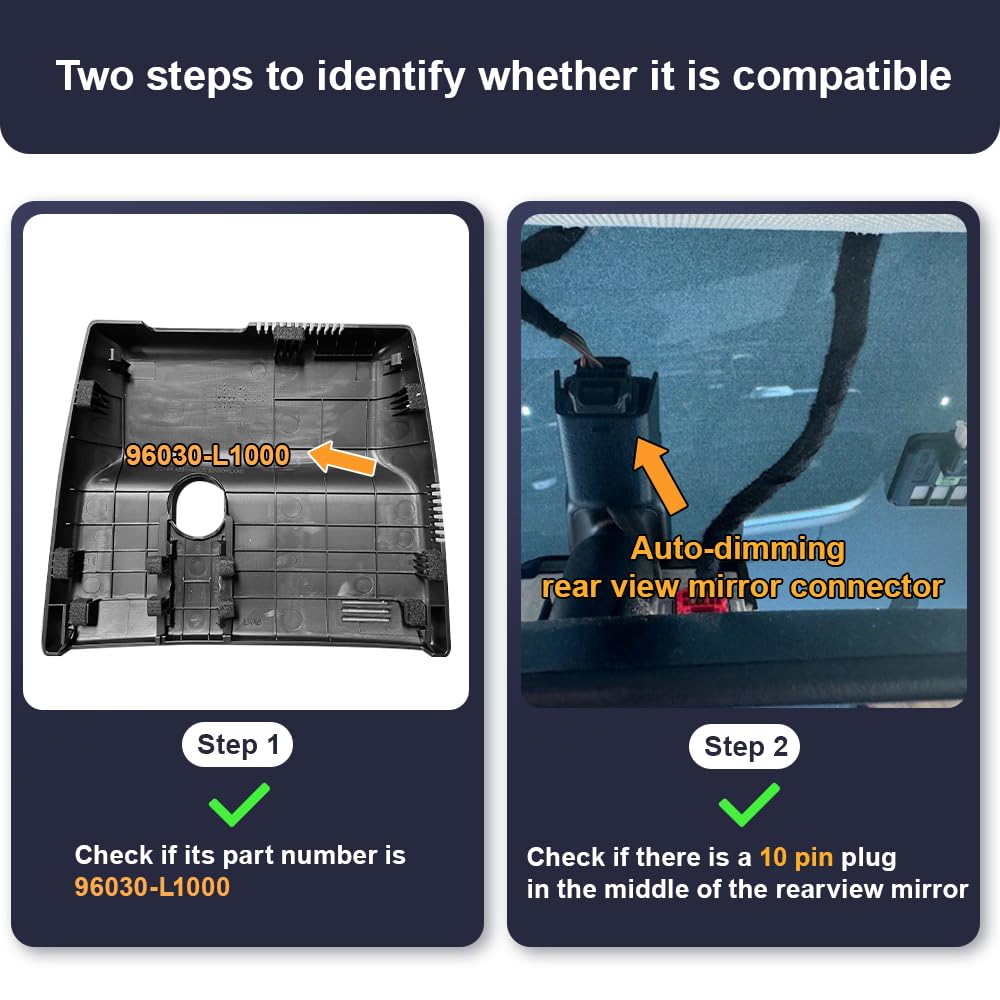 Fitcamx 4K Dash Cam Suitable for Hyundai Sonata 2020-2023 SE SEL Plus Limited N Line & Hybrid (Part No#L1000), OEM Look, 2160P UHD Video, WiFi & APP, Loop Recording, G-Sensor, Plug & Play, 64GB Card