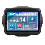 4+64G 9-inch Android 14 Car Stereo for Jeep Renegade 2015-2020 IPS Touchscreen Screen Car Radio with WiFi 6 Carplay & Android Auto Support Backup Camera GPS FM Navi Bluetooth 5.4 SWC