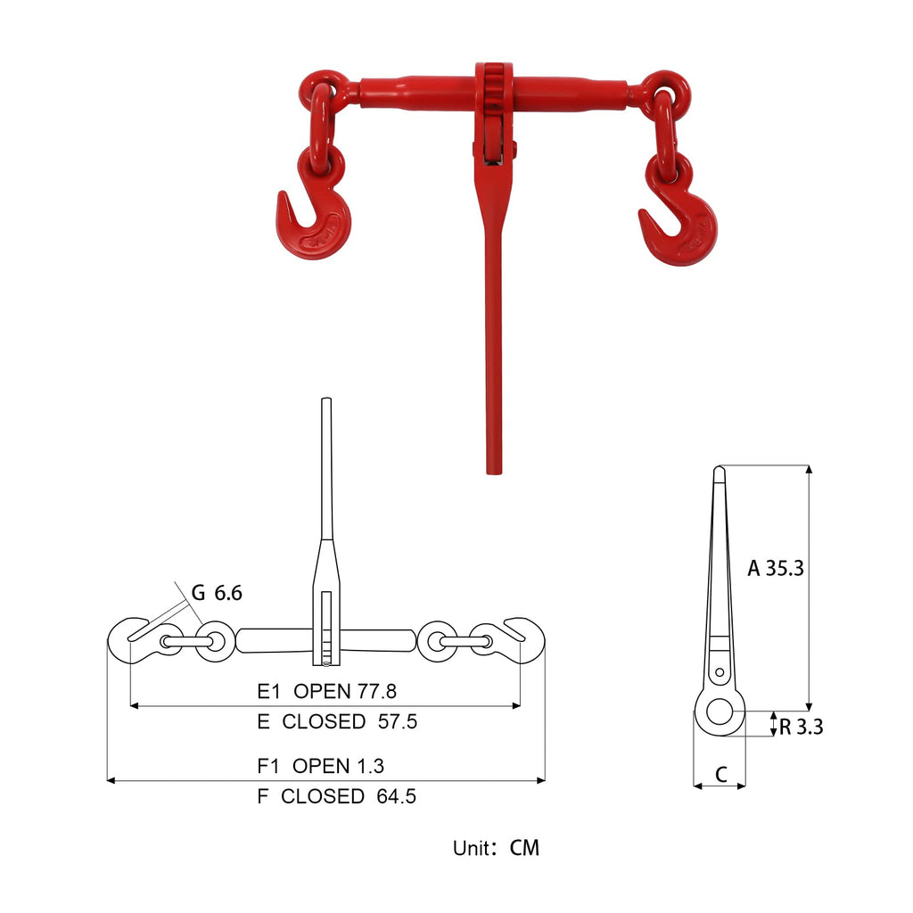 4 Set Chain and Load Binder Kits, 5/16"-3/8" Chain Transport Hauling Load Package Includes Binders and 5/16"×20ft Chains Safe Working Load for Tie Down Heavy Loads to a Truck, Flatbed Trailer