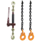 Axle Chain Tie Down with Omega Link 3/8" x 6 FT with Ratcheting Load Binder | Premium Cargo Control Kit | HD (PN: G8CHSL375SOMX6)