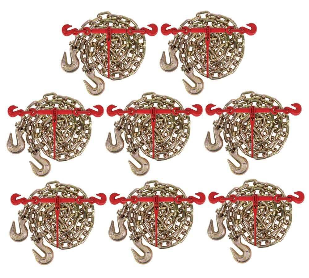 TM USWWAGOODS Replacement for/Fits G70 Chain & Binder Kit - (8) 1/2' - 5/8' Ratchet Load Binder, (8) 1/2' x 20' C...