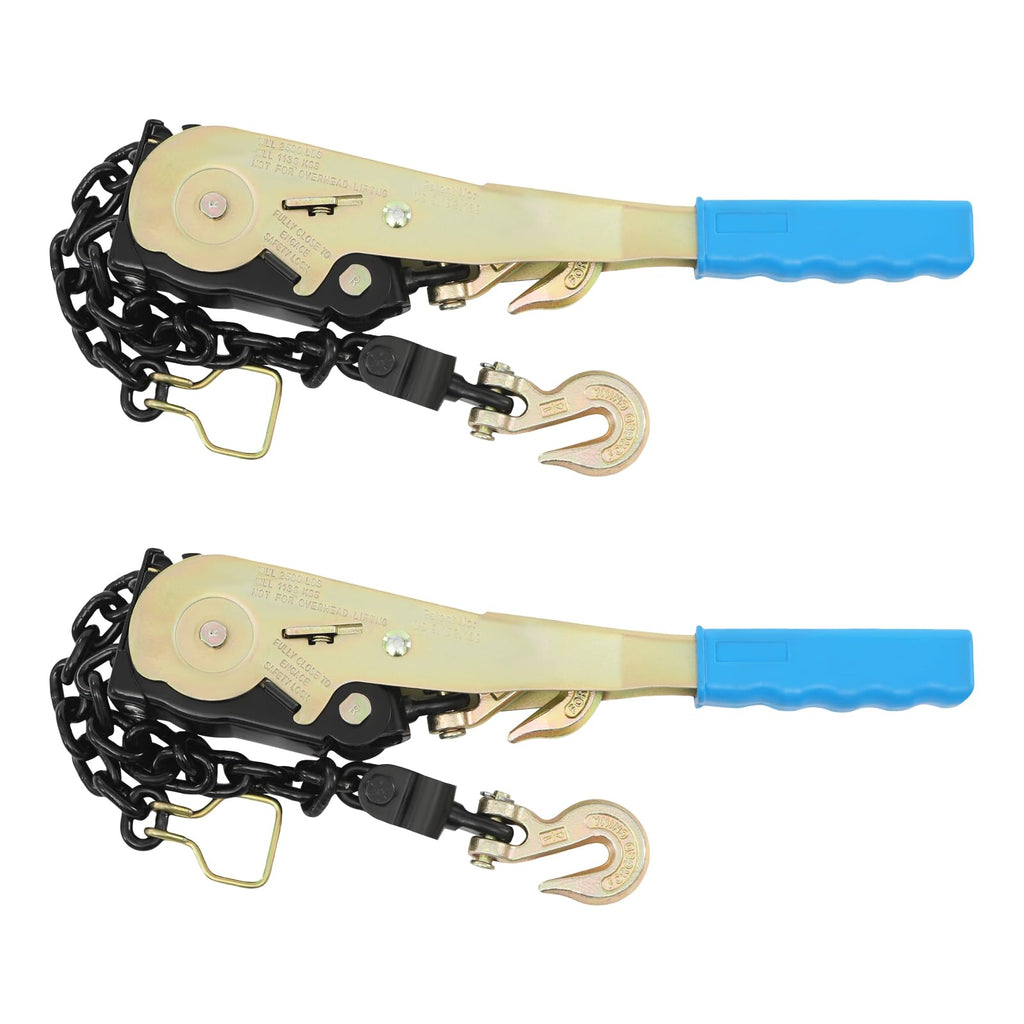 Ratcheting Chain Binder Double Gear Ratcheting Chain Load Binder Heavy Duty Tie Down Hauling Ratchet Speed Binders with G70 Grab Hook for Flatbed Trailer Truck Tractor (1/4-5/16in, 4 Pack)