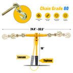 Chain and Binder Kit, G80 Ratchet Load Binders with 5/16" x 20 ft Chains, 5400 Lbs Working Load Limit, Heavy Duty Tie Down Hauling Set of 4 for Flatbed Truck & Trailer Use