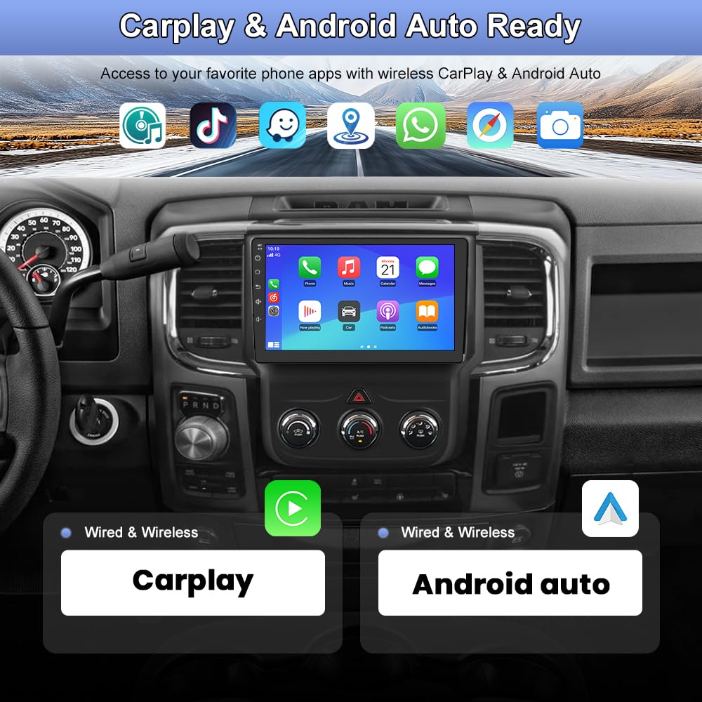 Junsun Car Radio for Dodge Ram 1500 2500 3500 2013-2019 CarPlay