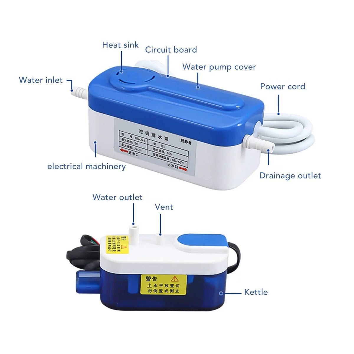 1pcs HVAC Condensate Pump Energy Saving Conditioner Condensate Pump for Air Conditioner AC110-240V 24L/h for Furnace Dehumidifier