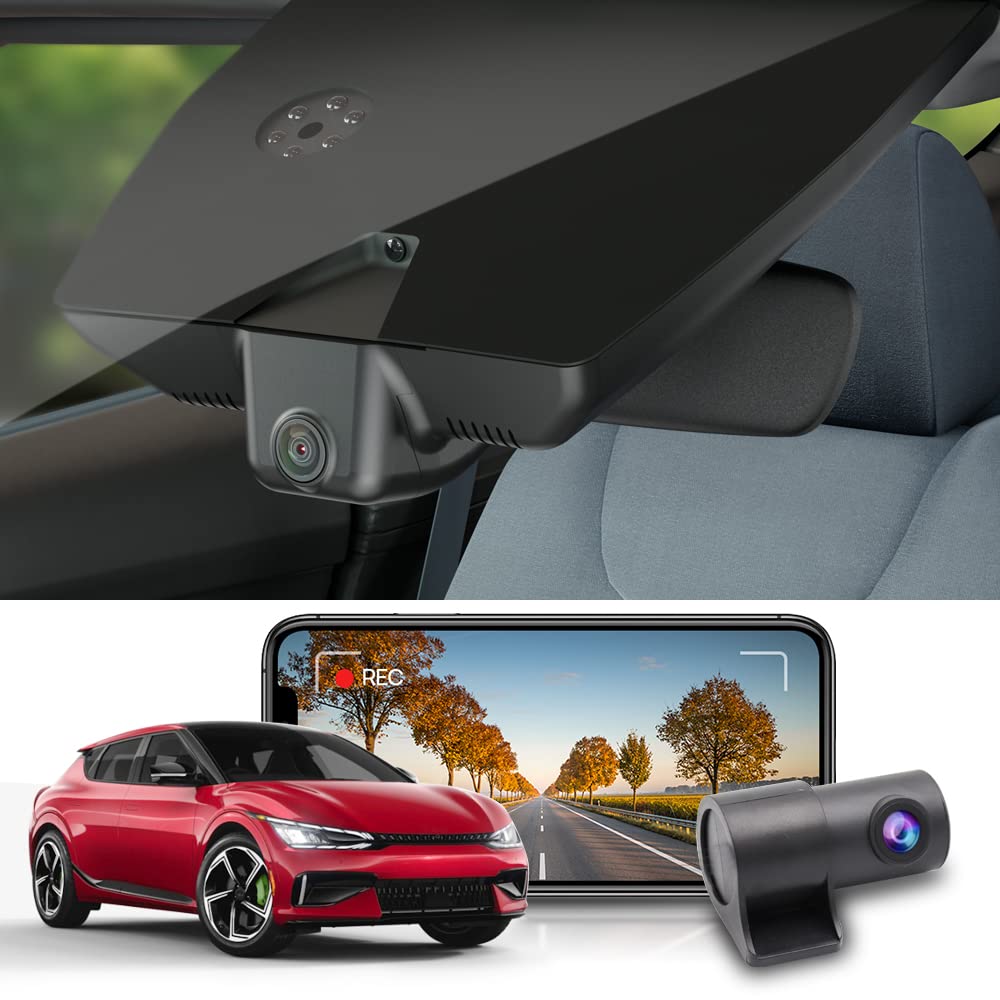 Fitcamx 4K Dash Cam Compatible with Kia EV6 2022-2025 GT GT-Line Light Long Range Wind, OEM Factory Look, UHD 2160P Video, Loop Recording, Built-in WiFi & APP, G-Sensor, Easy to Install, 64GB Card