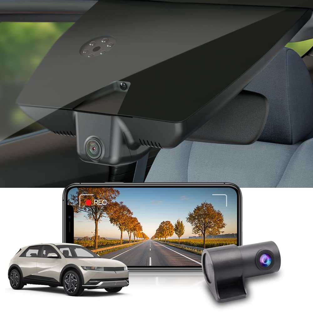 Fitcamx Front 2K+Rear 1080P Dash Cam Adapts for Hyundai IONIQ 5 2022-2024 (6 Vents) SE Standard Range SEL Limited, OEM Look, Dual HD Video, WiFi & APP, Loop Recording, G-Sensor, Easy to Use, 64GB Card
