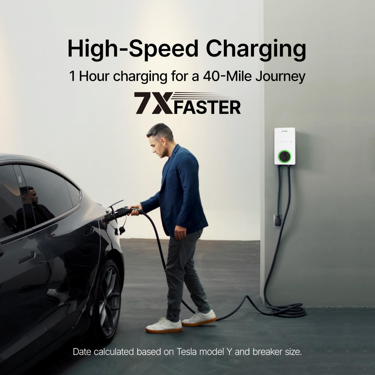 Autel MaxiCharger Level 2 EV Charger up to 40Amp, 240V, Indoor/Outdoor Fast Electric Vehicle Charging Station with Flexible 25-Foot Cable, NEMA 14-50 Plug (White)