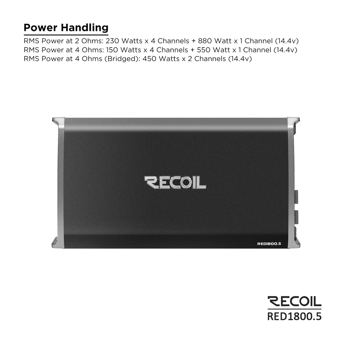 Recoil RED1800.5 Class-D Car Audio 5-Channel Amplifier 1800W Max Power