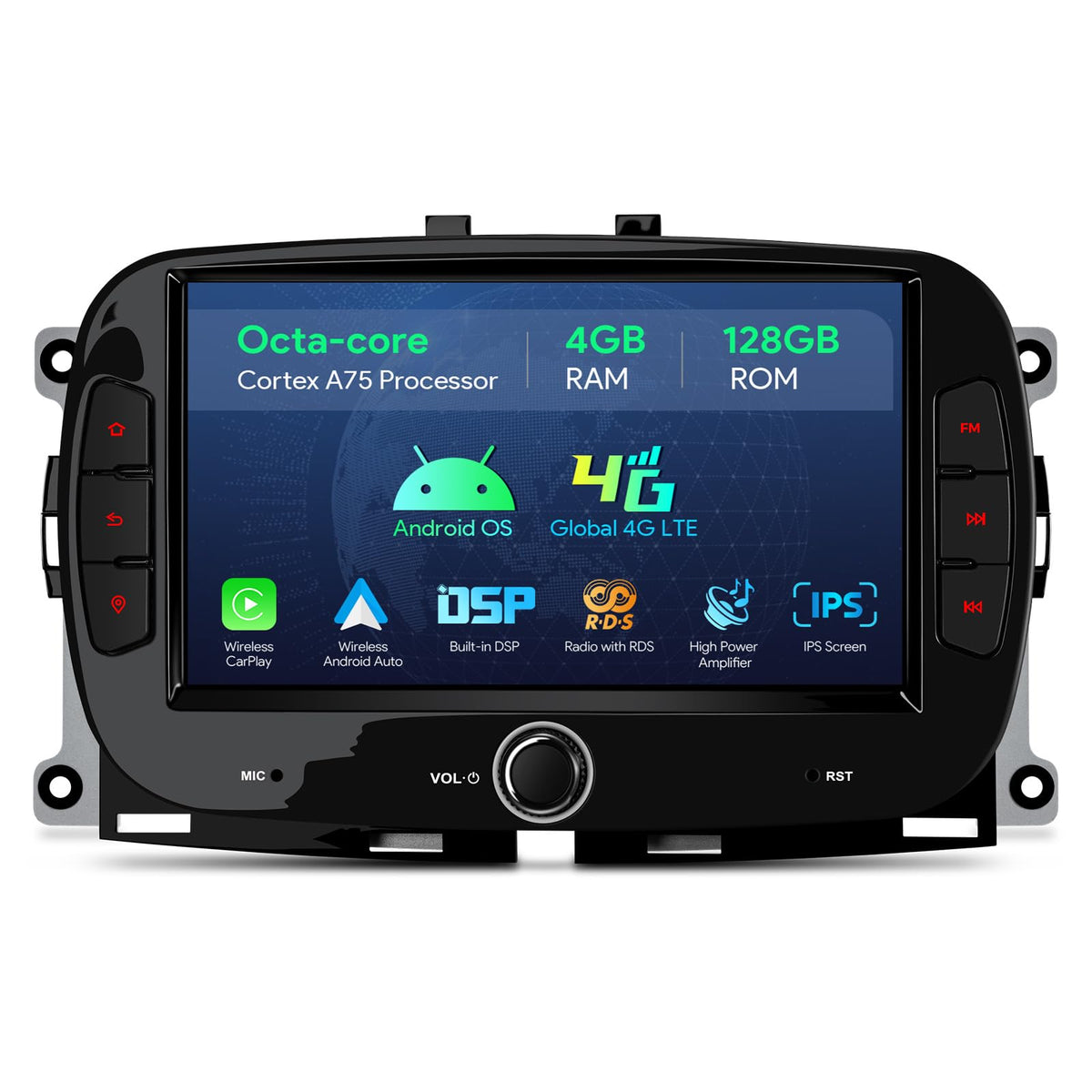 XTRONS 7" Android 14 IPS Touch Screen Car Stereo for Fiat 500 2016-2019