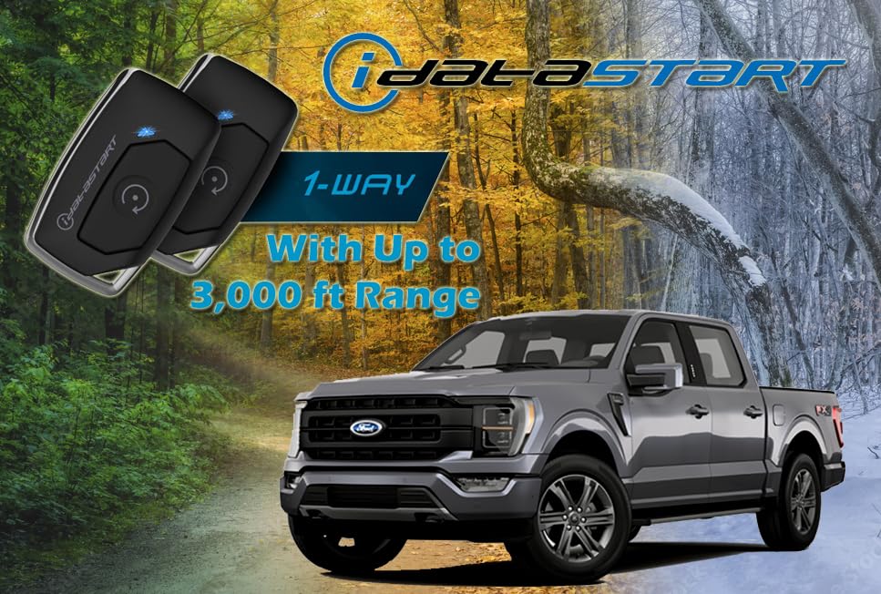 iDatastart Remote Starter Kit for FORD F-150, EDGE 15-20| F-250/350 17-21| RANGER/Transit Connect 19-23|TRANSIT 20-23| BRONCO Sport 21-24|ESCAPE 20-24|EXPEDITION 18-21|EXPLORER 16-24 (1-Way, 1-Button)