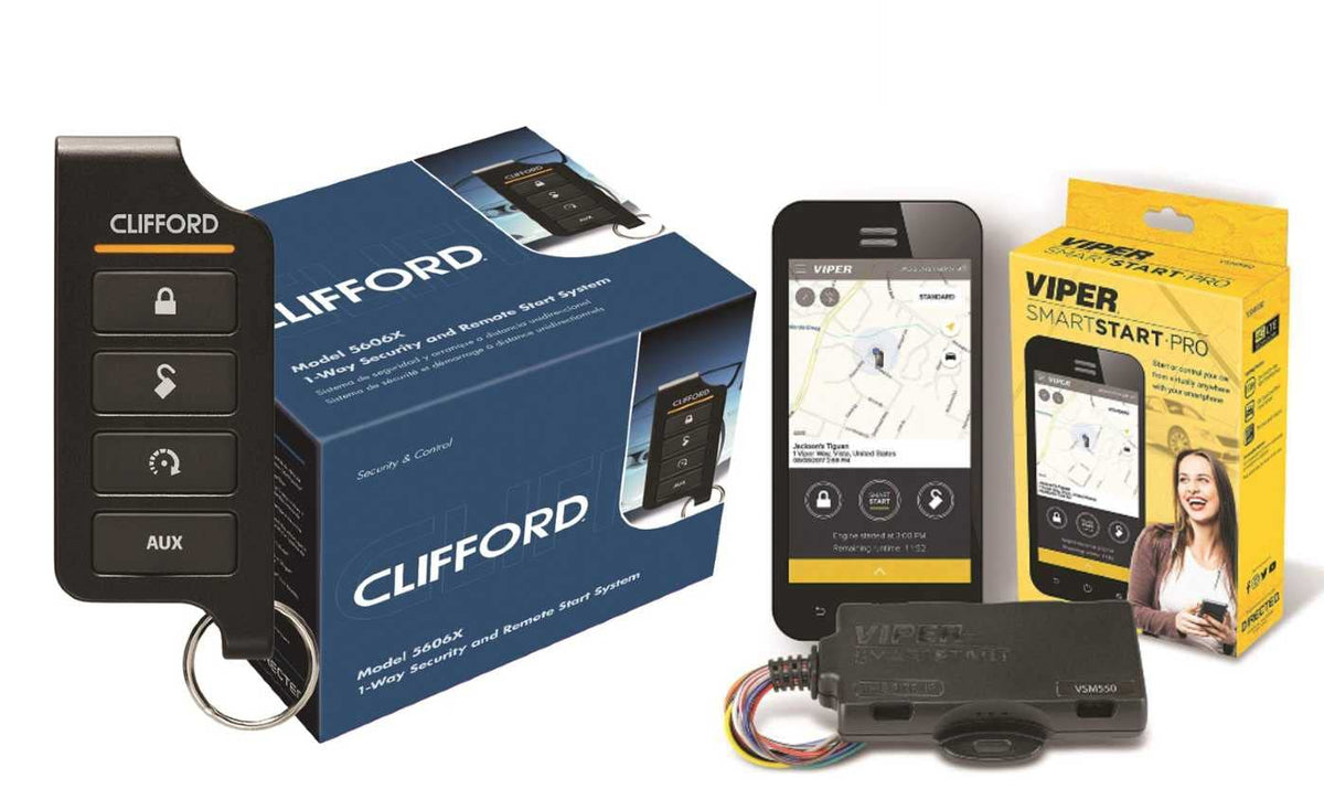 Clifford 5606X 1 Way Vehicle Alarm and Remote Start System Bundled with + (1) VSM550 Smartstart Interface