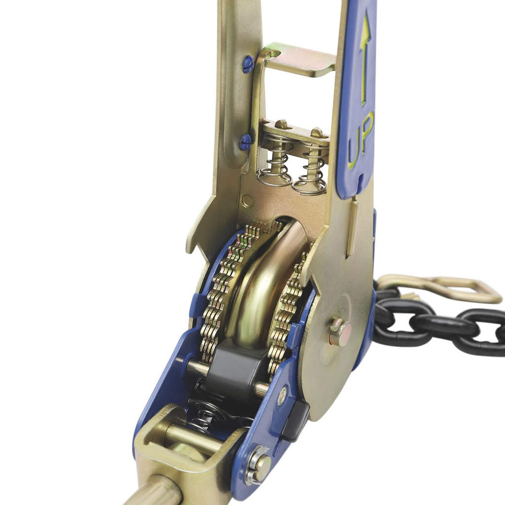 2 Pack Ratchet Chain Binder, Heavy Duty 5400 lbs G70 Ratchet Load Binder with Chain, Industrial Grade Tie Down Tool for Securing 5/16-3/8 Inch Chains, for Trucking and Cargo Transport