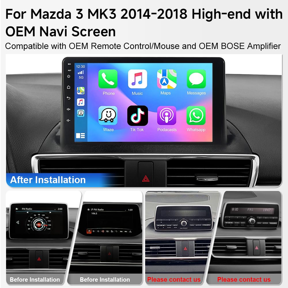 8-Core Android 15 Car Stereo for Mazda 3 2014-2018 w/OEM Screen