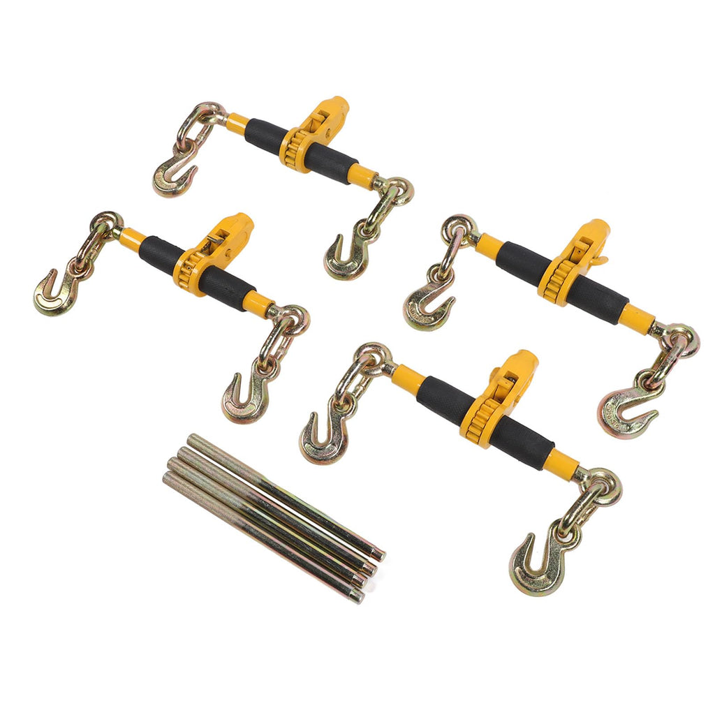 12,000lbs Ratchet Load Binder with Detachable Handle for Easy Storage, Anti Slip, Cast Steel, 4 Set Ratchet Chain Binder (3/8-1/2)(5/16-3/8)