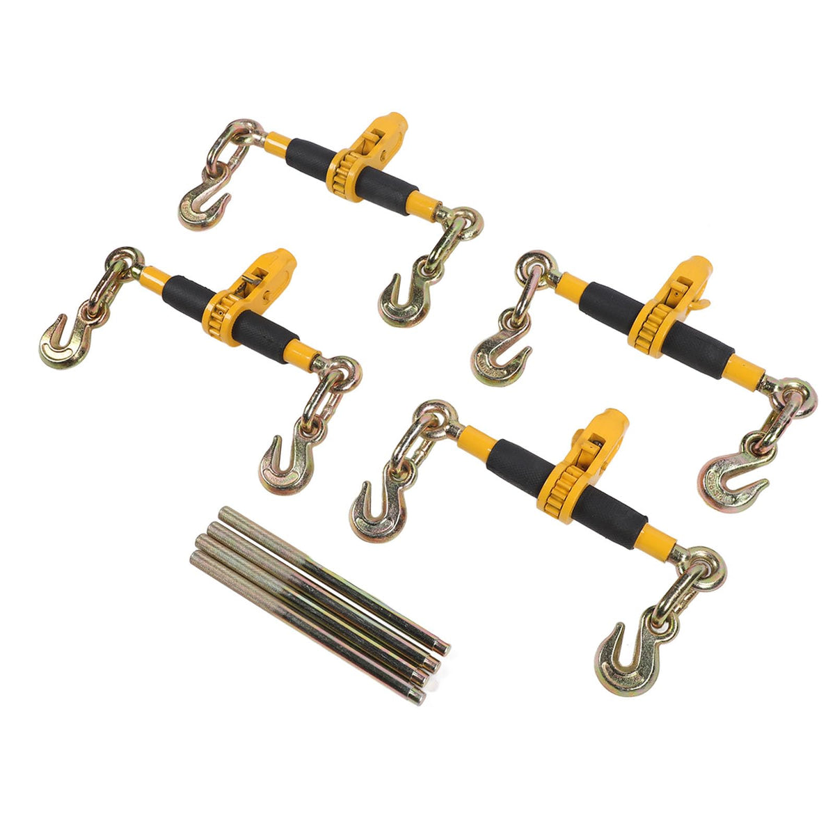 12,000lbs Ratchet Load Binder with Detachable Handle for Easy Storage, Anti Slip, Cast Steel, 4 Set Ratchet Chain Binder (3/8-1/2)(5/16-3/8)