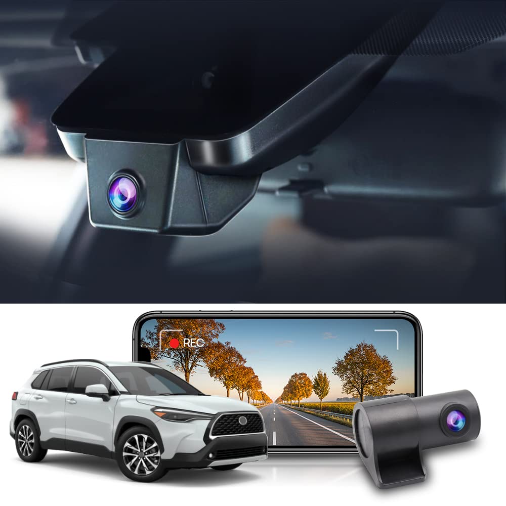 Fitcamx 4K Dash Cam Suitable for Toyota Corolla Cross 2022 LE L XLE, Integrated OEM Look, 2160P UHD Video, Built-in WiFi & APP, Loop Recording, Gravity Sensor, Easy to Install, 64GB Card