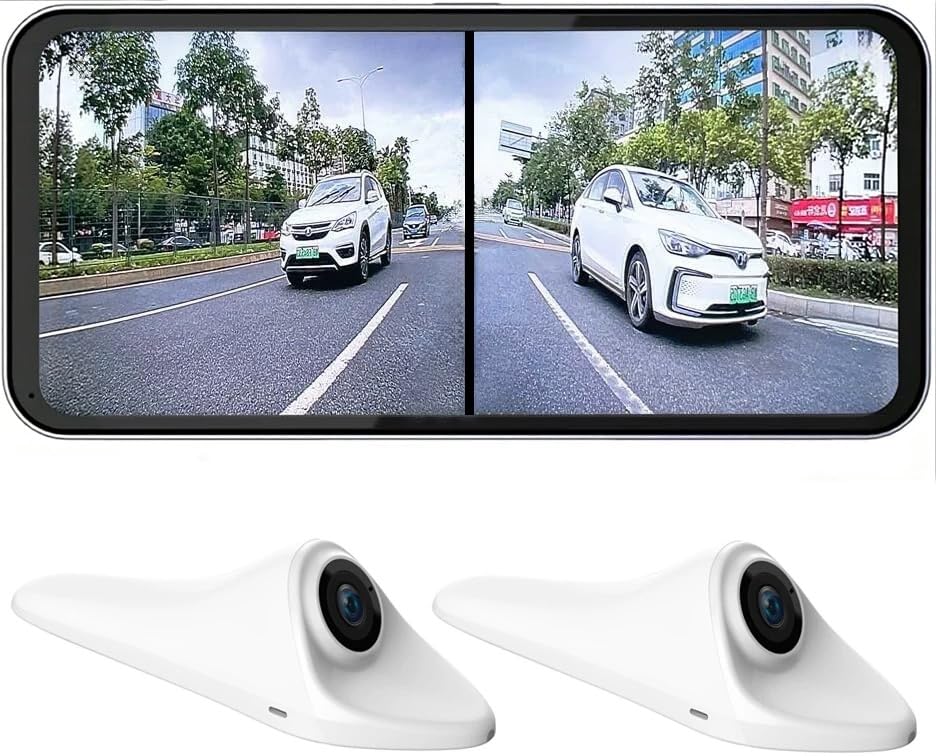 AI Blind Spot Camera Equipped with car Blind spot Display System, Blind spot Driving Recorder, Blind Spot Detection Warning Assistance, Blind Spot Monitoring BSM, Camera Monitoring System CMS (White)