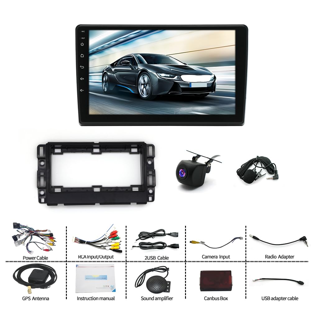 10.1" Touschscreen Car Radio for Chevy Cobalt 2007-2010 with Wireless CarPlay and Android Auto, 2G+32G Android 14 Double Din Car Stereo Head Unit Support GPS Bluetooth Mirror Link WiFi FM SWC Camera