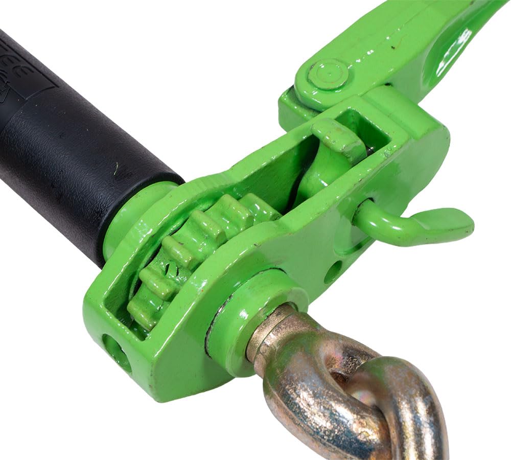 Mytee Products Chain Binder Kit - 2PK Hi-Viz Green Folding Ratchet Load Binder w/ 1/2" Grab Hook & 5/8" Slip Hook 15,000 lbs WLL & 2PK 1/2" x 20' G70 Binder Chain w/Clevis Hooks for Flatbed Trailers