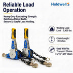 2 Pack 5/16"-3/8" EZ Ratchet Chain Binder with G70 Grab Hooks, Ratchet Load Binder Kit, 5400 lbs WLL Heavy Duty Cargo Tie Down for Flatbed Trailers & Trucks