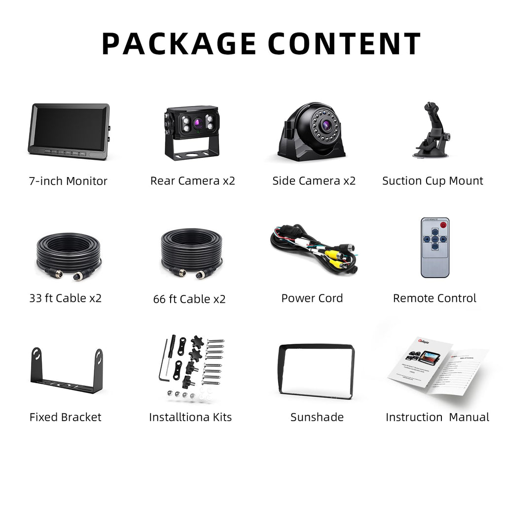HD 1080p Backup Camera System Kit, 7-inch Reversing Monitor