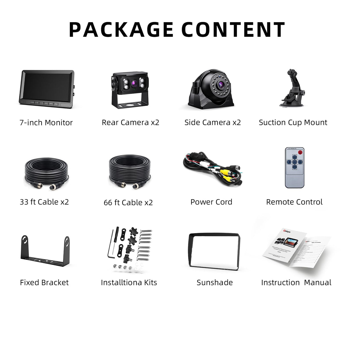 HD 1080p Backup Camera System Kit, 7-inch Reversing Monitor