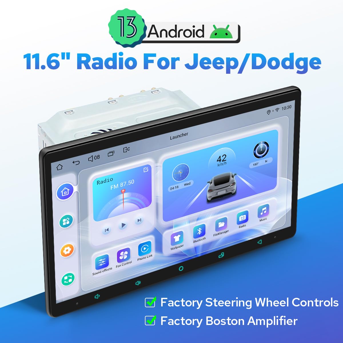 JOYING 11.6" IPS Touchscreen Car Radio for Ram 1500/Caliber(06-08),Ram 2500/3500 (06-09),for Jeep Patriot/Compass(07-08),Grand Cherokee(05-07),Commander(06-07) with Carplay & Android Auto(JY-CL204T4)