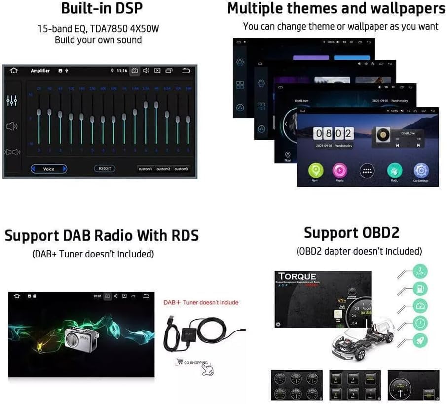 2+64G 7" Double Din Car Radio Stereo for Dodge Grand Caravan 2008-2020 / Dodge Nitro 2007-2012 Android 14 with Wireless & Wired Carplay Android Auto，GPS Navigation/SWC/Backup Camera+MIC