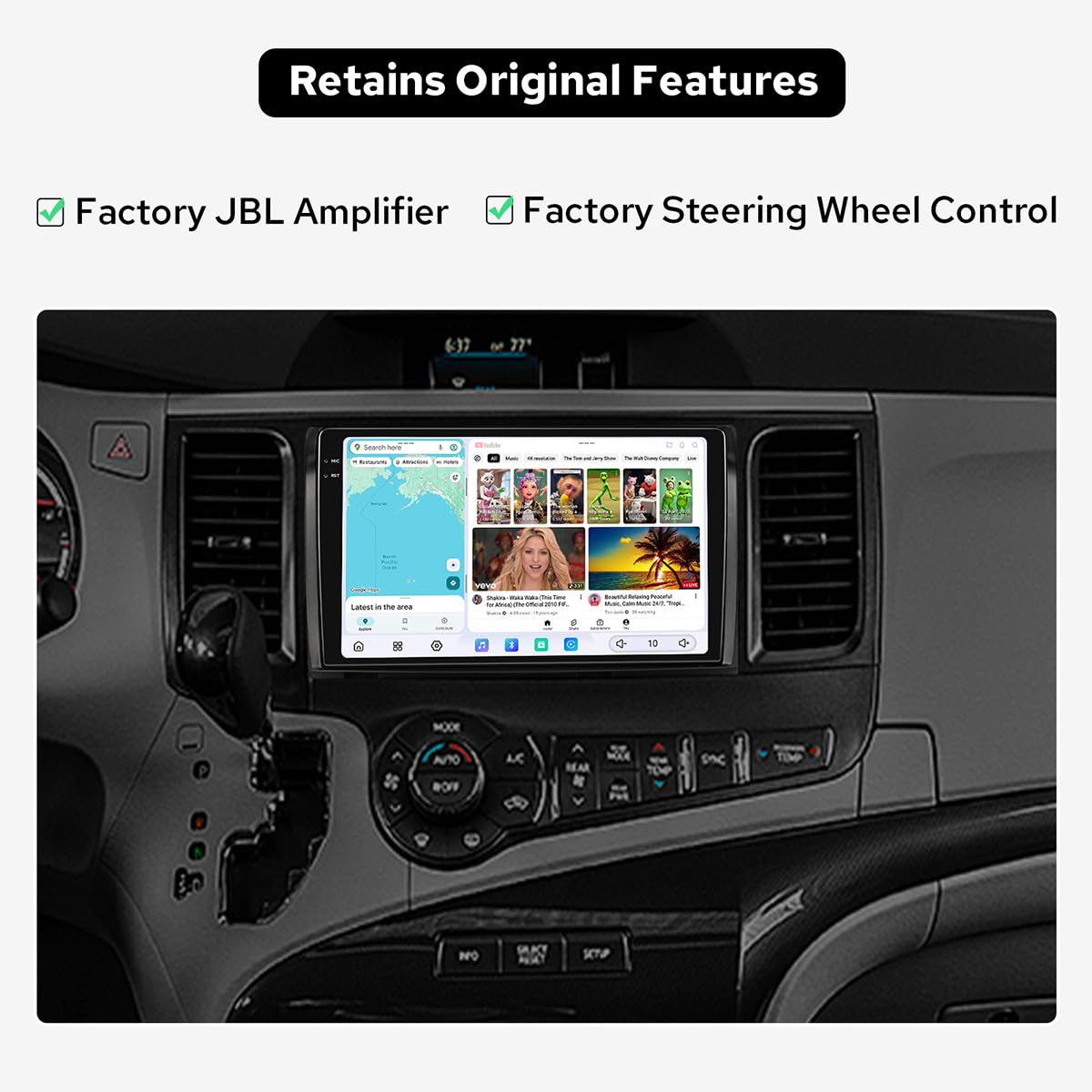 JOYING Car Radio for Toyota Sienna 2011-2014 Android 13 Head Unit 9.5" 2K QLED Touch Screen Car Stereo 12GB+256GB with Carplay & Android Auto, GPS Navigation, Bluetooth, SWC, AM/FM(JY-TT176N12)