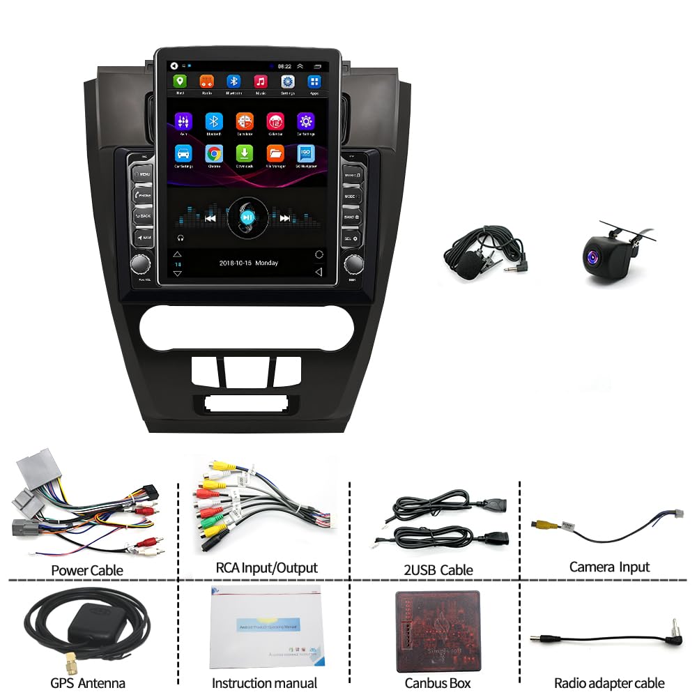 2+64G Android 14 Double Din Car Stereo for Ford Fusion Mondeo 2010 2011 2012 with Wireless Carplay Android Auto 9.7 Inch Car Stereo Radio Touch Screen Bluetooth WiFi Mirror Link FM RDS Backup Camera