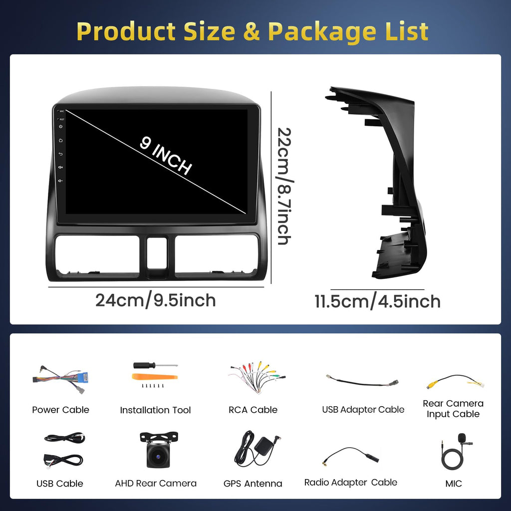 [Roinvou] Qualcomm 8 Core 4+64G 9" Car Radio for Honda CRV 2002-2006