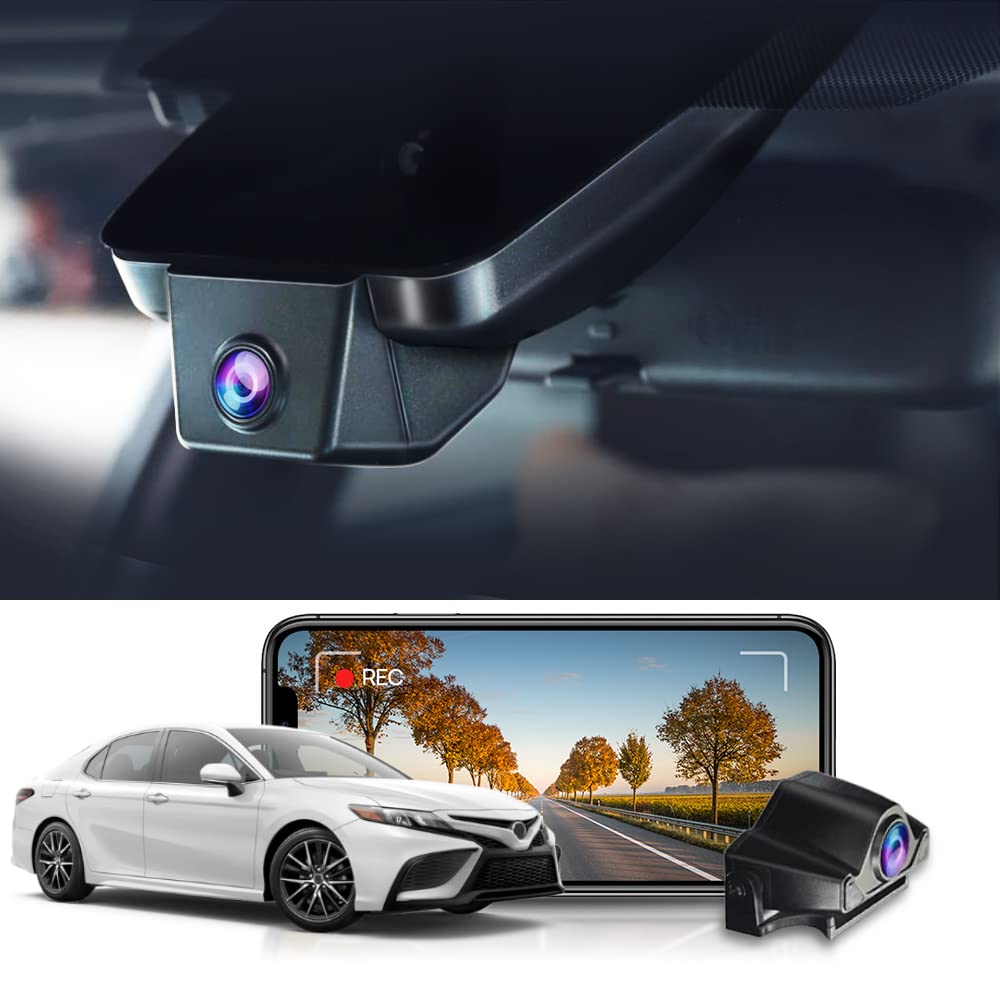 Fitcamx Front 4K+Rear 1080P Dash Cam for 2021-2024 Toyota Camry LE L XLE TRD XSE SE Hybrid (Gen8/XV70), OEM Look, Built-in WiFi & APP, Dual Loop Recording, Gravity Sensor, Easy to Set, 128GB Card