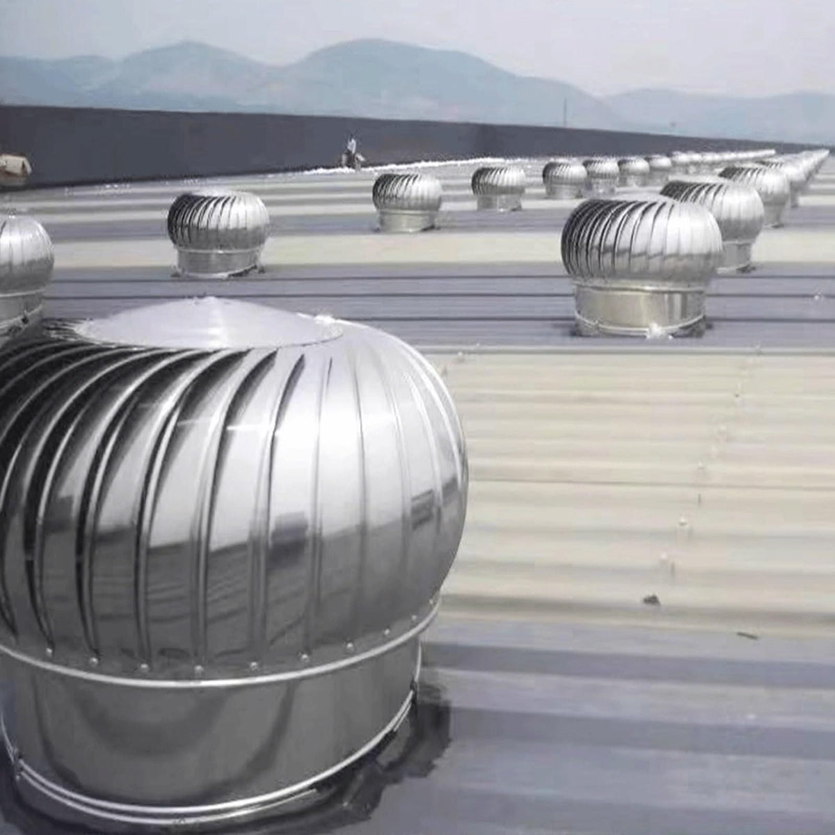 14in Wind Turbine Roof Vent Cap - 350mm Stainless Steel Rotating Ventilation Fan with Clamps for Industrial & Scientific Applications, Energy Efficient Roof Ventilator